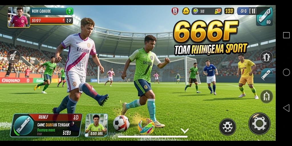 Tampilan gameplay seru dari 666F menampilkan aksi olahraga yang mendebarkan.